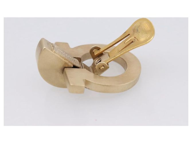 Orecchini Salvatore Ferragamo Gancini Metal Gold Tone Auth am12454V - vista 7