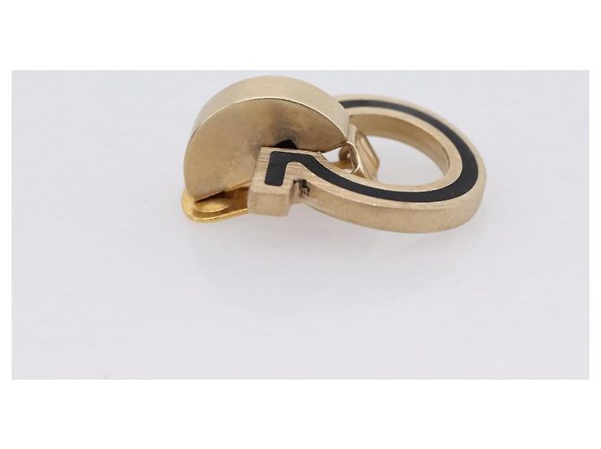 Orecchini Salvatore Ferragamo Gancini Metal Gold Tone Auth am12454V - vista 9