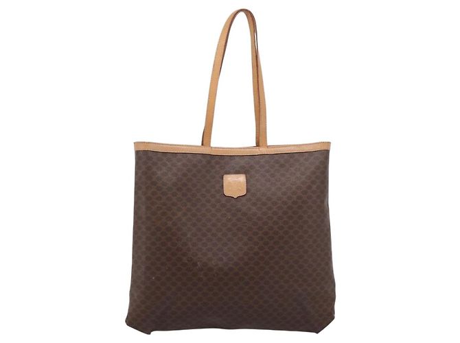 Céline Borsa Tote CELINE Macadam Canvas PVC Pelle Brown Gold Auth mr2820 Marrone D'oro - vista 13