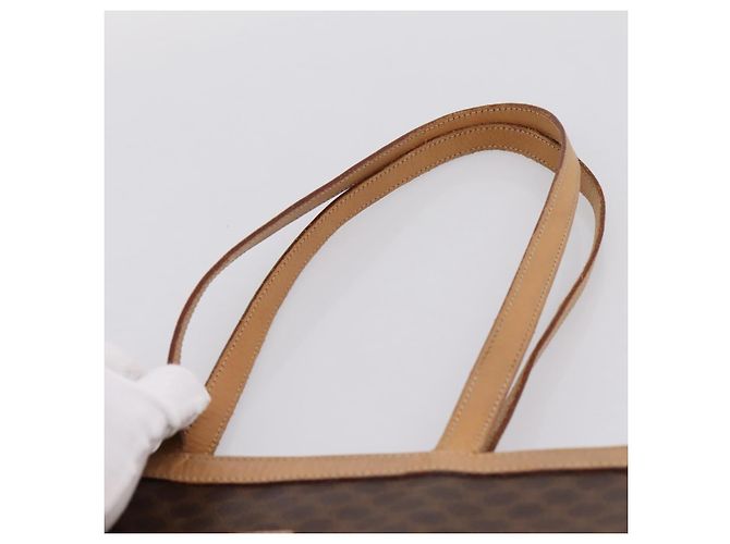 Céline Borsa Tote CELINE Macadam Canvas PVC Pelle Brown Gold Auth mr2820 Marrone D'oro - vista 8