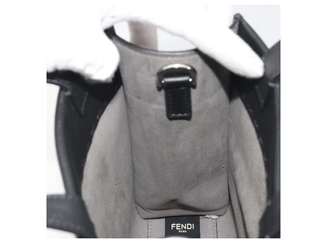 Borsa a mano FENDI Go-To Shopper in pelle nera e argento autentica mr2832 Nero - vista 18