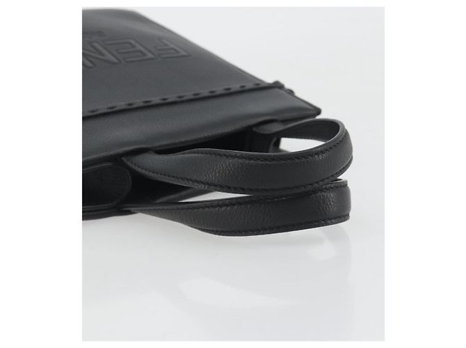 Borsa a mano FENDI Go-To Shopper in pelle nera e argento autentica mr2832 Nero - vista 7