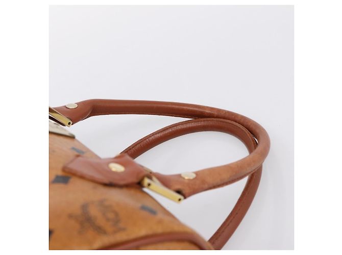Borsa Boston MCM Logogram Vicetos PVC Leather 2way Brown Gold Auth 198253 Marrone D'oro - vista 14
