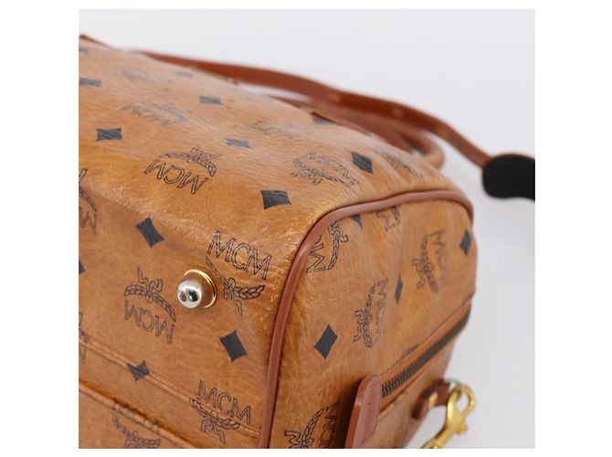 Borsa Boston MCM Logogram Vicetos PVC Leather 2way Brown Gold Auth 198253 Marrone D'oro - vista 15