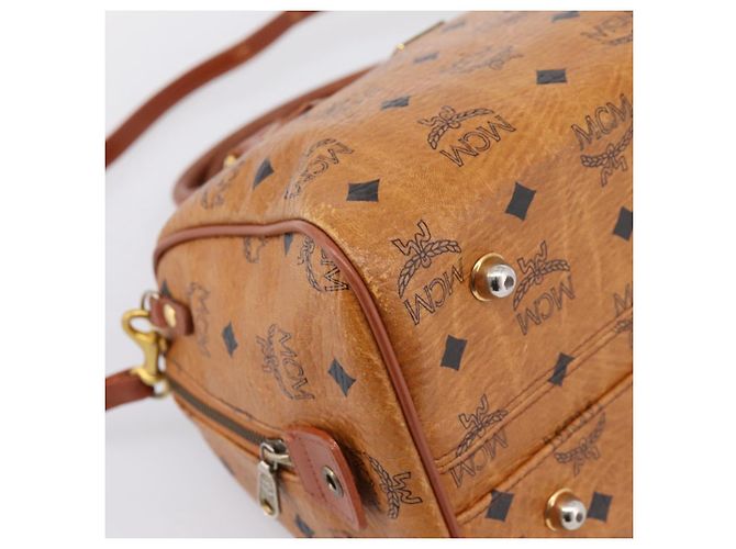 Borsa Boston MCM Logogram Vicetos PVC Leather 2way Brown Gold Auth 198253 Marrone D'oro - vista 16