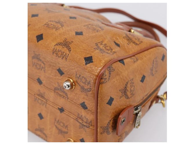 Borsa Boston MCM Logogram Vicetos PVC Leather 2way Brown Gold Auth 198253 Marrone D'oro - vista 17