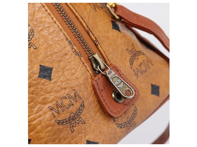 Borsa Boston MCM Logogram Vicetos PVC Leather 2way Brown Gold Auth 198253 Marrone D'oro - vista 18