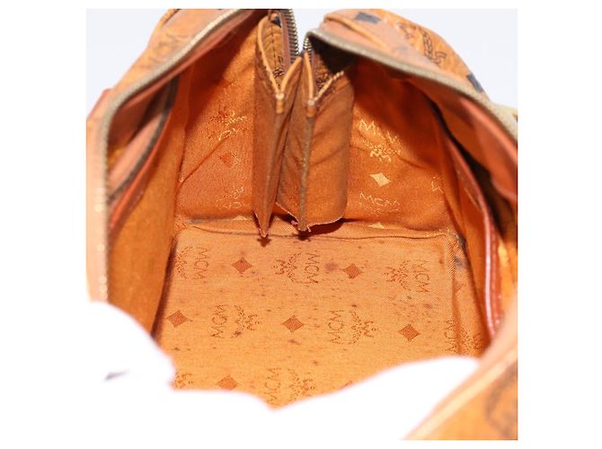 Borsa Boston MCM Logogram Vicetos PVC Leather 2way Brown Gold Auth 198253 Marrone D'oro - vista 19