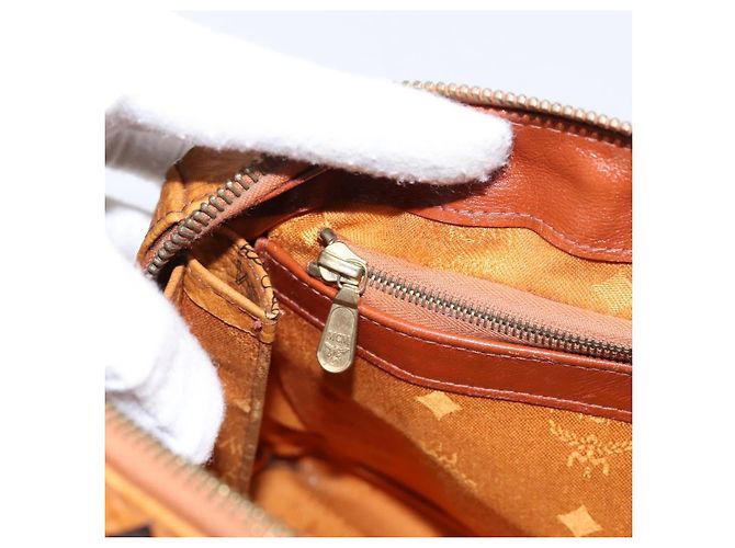 Borsa Boston MCM Logogram Vicetos PVC Leather 2way Brown Gold Auth 198253 Marrone D'oro - vista 21