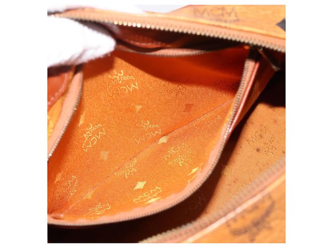 Borsa Boston MCM Logogram Vicetos PVC Leather 2way Brown Gold Auth 198253 Marrone D'oro - vista 22