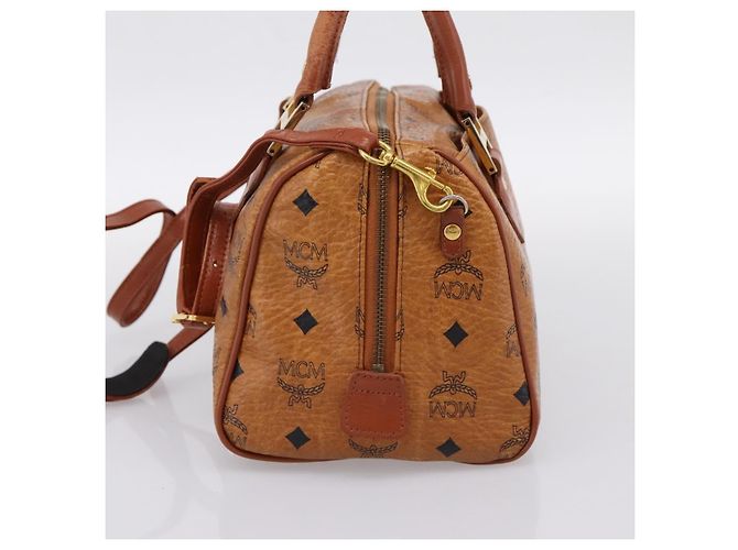 Borsa Boston MCM Logogram Vicetos PVC Leather 2way Brown Gold Auth 198253 Marrone D'oro - vista 4
