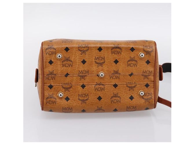 Borsa Boston MCM Logogram Vicetos PVC Leather 2way Brown Gold Auth 198253 Marrone D'oro - vista 5