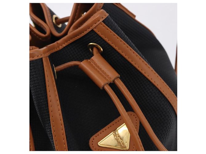 Borsa a tracolla SAINT LAURENT Canvas Black Gold Tone Auth 198668A Nero - vista 10