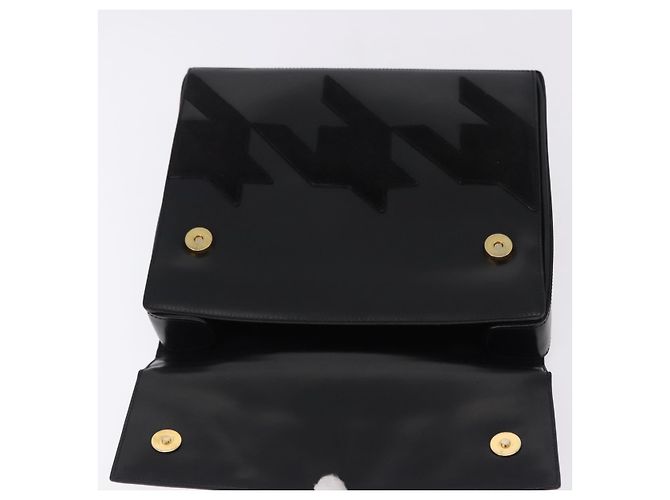 Céline CELINE Handtasche aus Leder Schwarz Goldfarben Auth 198516V - Ansicht 10