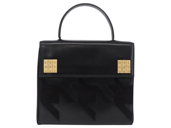 Céline CELINE Handtasche aus Leder Schwarz Goldfarben Auth 198516V - Ansicht 13