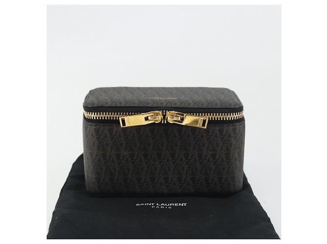 Custodia Gioielli SAINT LAURENT Accessorio Canvas Brown Gold 344043 Auth am12314M Marrone - vista 12
