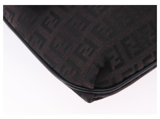 Borsa a tracolla FENDI Zucchino Canvas Mamma Baguette Marrone 8BT075 Auth 198331V - vista 9