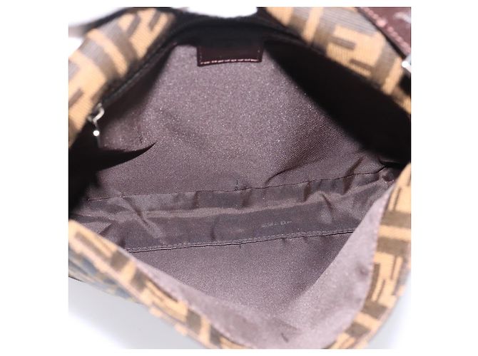 Borsa a tracolla FENDI Zucca Canvas Mamma Baguette Marrone Nero Auth 198709A - vista 11