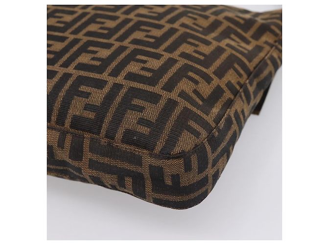 Borsa a tracolla FENDI Zucca Canvas Mamma Baguette Marrone Nero Auth 198709A - vista 16