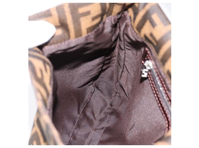 Borsa a tracolla FENDI Zucca Canvas Mamma Baguette Marrone Nero Auth 198709A - vista 20