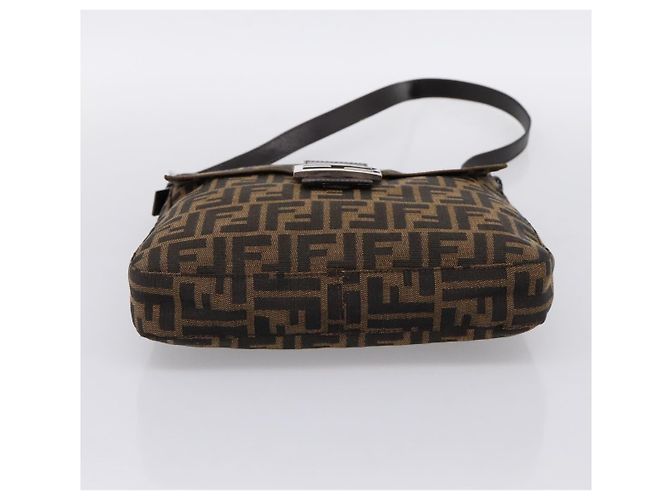 Borsa a tracolla FENDI Zucca Canvas Mamma Baguette Marrone Nero Auth 198709A - vista 5