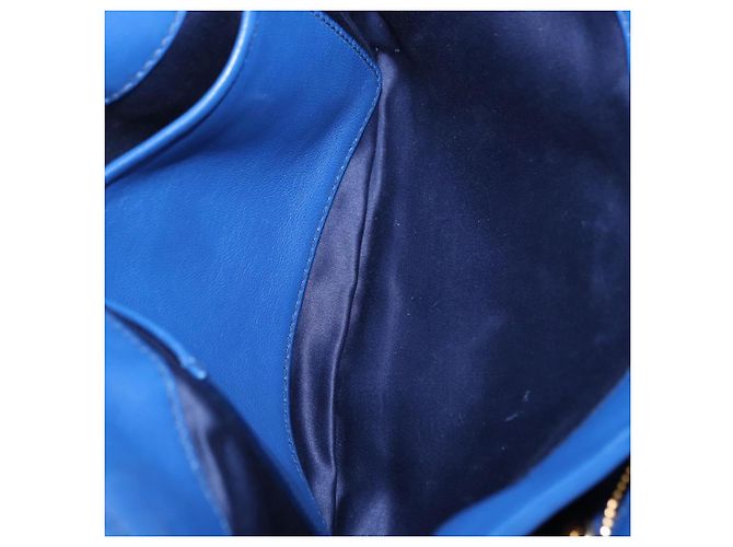 Borsa a spalla Miu Miu Matelassé in pelle 2way Blu Tono Oro Auth 198657A - vista 11