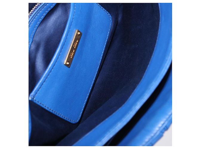 Borsa a spalla Miu Miu Matelassé in pelle 2way Blu Tono Oro Auth 198657A - vista 22