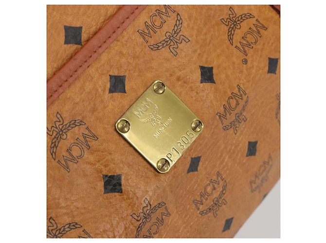 Borsa MCM Vicetos Boston PVC Pelle Marrone Tono Oro Auth 195757 - vista 12