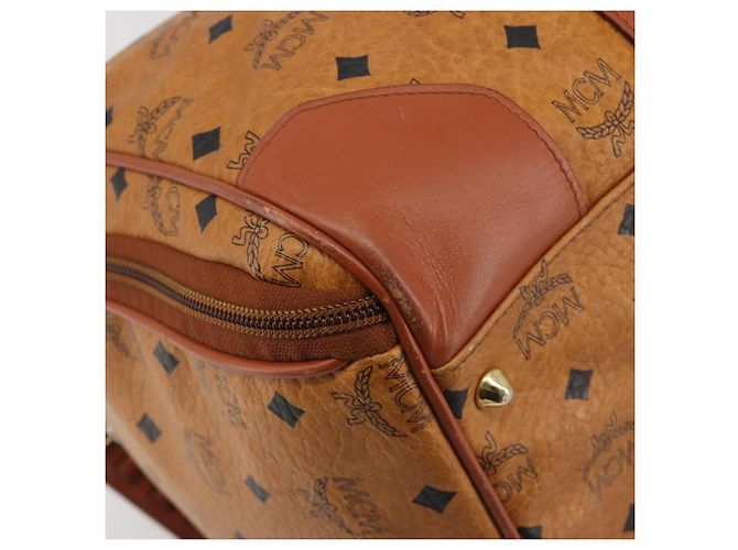 Borsa MCM Vicetos Boston PVC Pelle Marrone Tono Oro Auth 195757 - vista 14