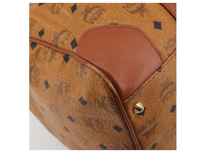 Borsa MCM Vicetos Boston PVC Pelle Marrone Tono Oro Auth 195757 - vista 16