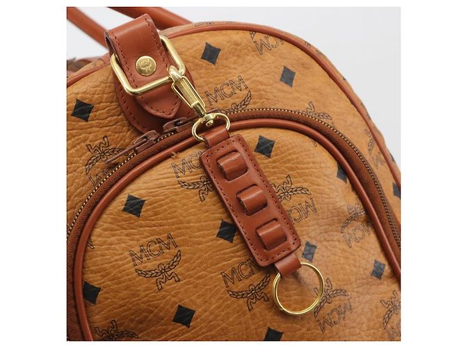 Borsa MCM Vicetos Boston PVC Pelle Marrone Tono Oro Auth 195757 - vista 17