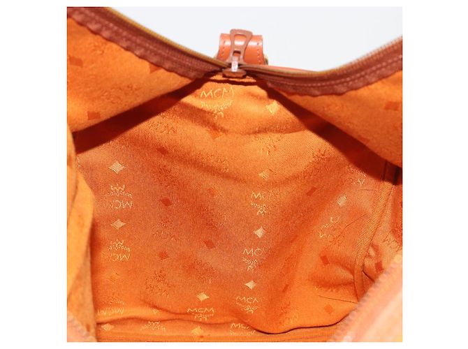 Borsa MCM Vicetos Boston PVC Pelle Marrone Tono Oro Auth 195757 - vista 19