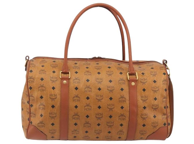 Borsa MCM Vicetos Boston PVC Pelle Marrone Tono Oro Auth 195757 - vista 2