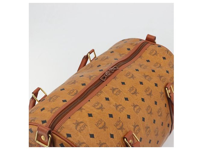 Borsa MCM Vicetos Boston PVC Pelle Marrone Tono Oro Auth 195757 - vista 6