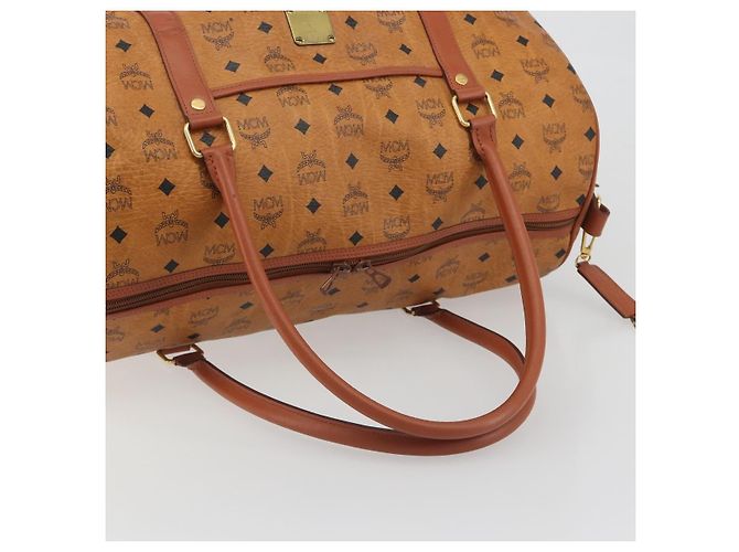 Borsa MCM Vicetos Boston PVC Pelle Marrone Tono Oro Auth 195757 - vista 7