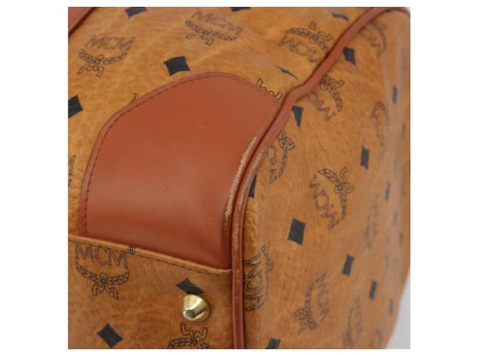 Borsa MCM Vicetos Boston PVC Pelle Marrone Tono Oro Auth 195757 - vista 9