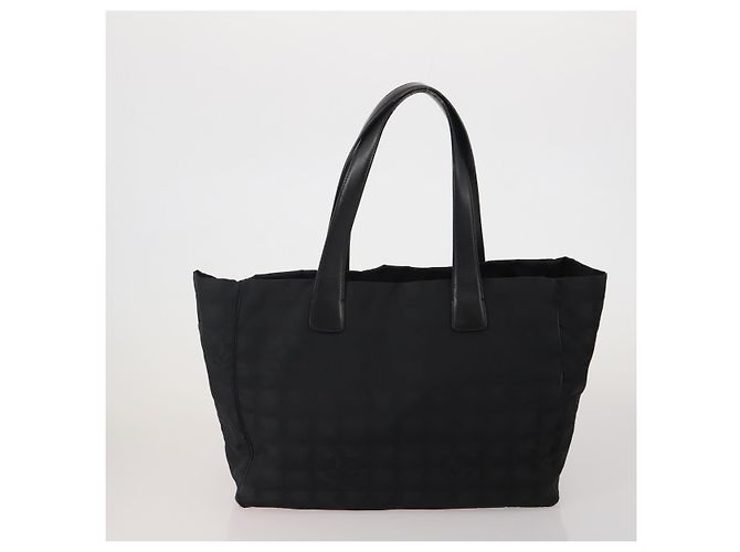CHANEL Nuova Travel Line Tote Bag Canvas Set da 3 Nero Bianco CC Auth bs36791 - vista 2