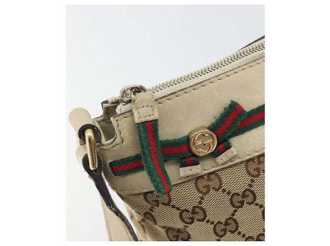 GUCCI GG Canvas Web Sherry Line Schultertasche Beige Gold 257065 Auth 194292 Golden - Ansicht 10