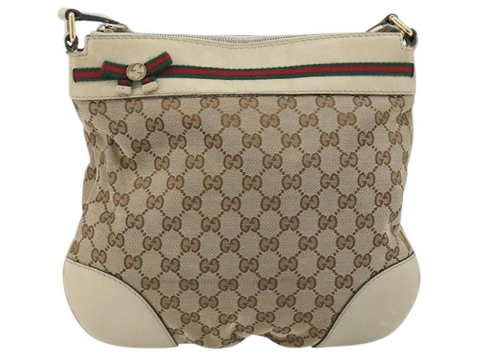 GUCCI GG Canvas Web Sherry Line Schultertasche Beige Gold 257065 Auth 194292 Golden - Ansicht 13