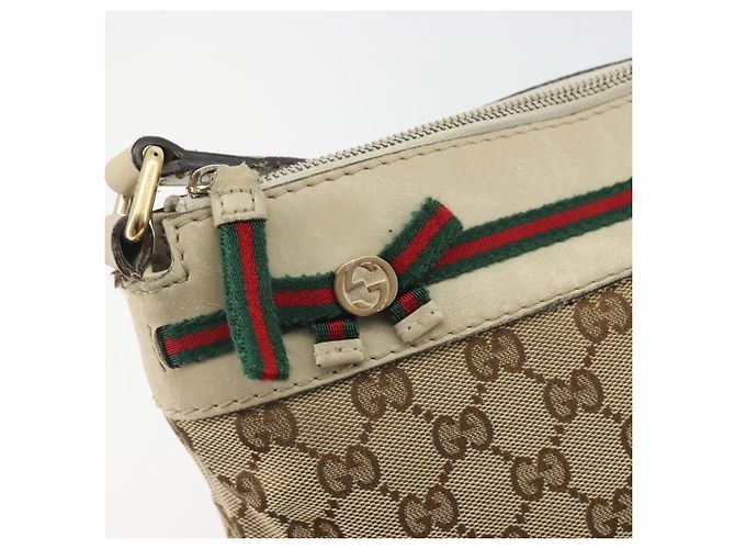 GUCCI GG Canvas Web Sherry Line Schultertasche Beige Gold 257065 Auth 194292 Golden - Ansicht 17
