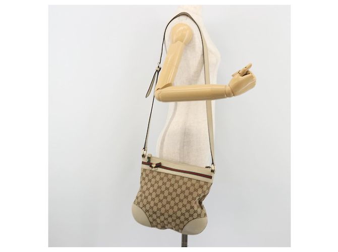 GUCCI GG Canvas Web Sherry Line Schultertasche Beige Gold 257065 Auth 194292 Golden - Ansicht 23