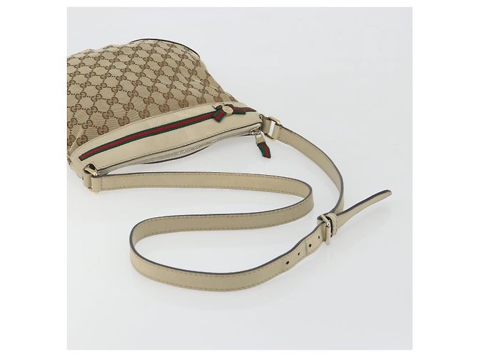 GUCCI GG Canvas Web Sherry Line Schultertasche Beige Gold 257065 Auth 194292 Golden - Ansicht 7