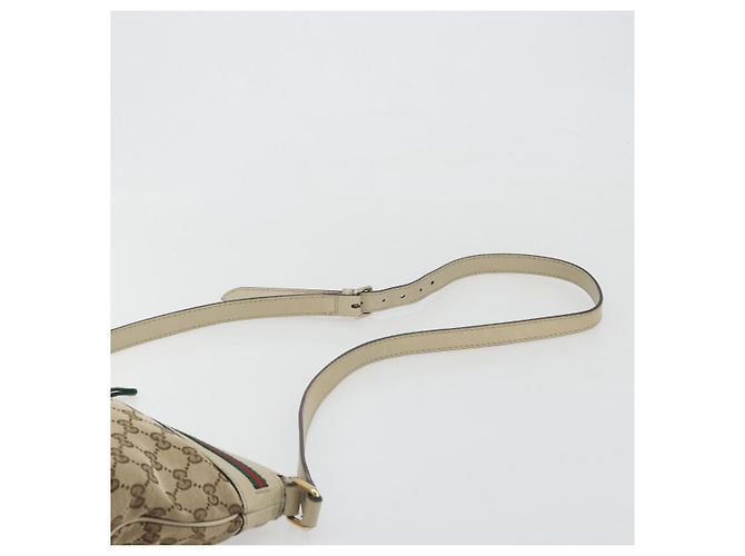 GUCCI GG Canvas Web Sherry Line Schultertasche Beige Gold 257065 Auth 194292 Golden - Ansicht 8