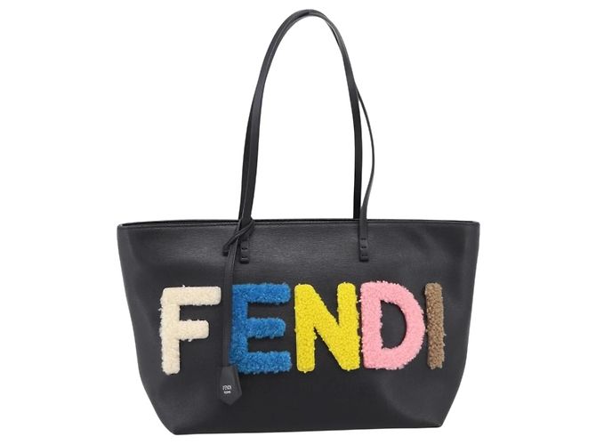 FENDI Tote Bag aus Leder Schwarz Multicolor 8BH198 Auth 198636A Mehrfarben - Ansicht 13