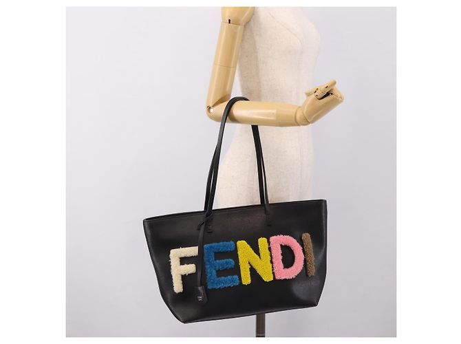 FENDI Tote Bag aus Leder Schwarz Multicolor 8BH198 Auth 198636A Mehrfarben - Ansicht 22