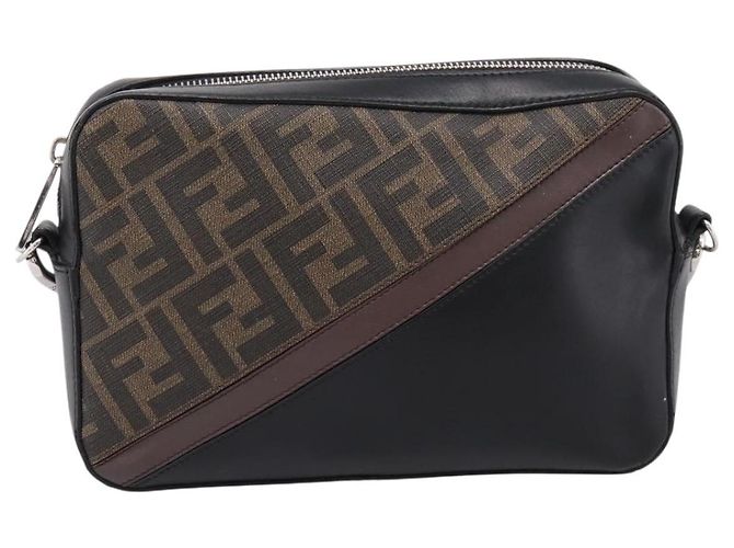 Borsa FENDI Zucca Canvas Diagonal Camera Case Bag PVC Brown Black Auth 198702V Marrone Nero - vista 13
