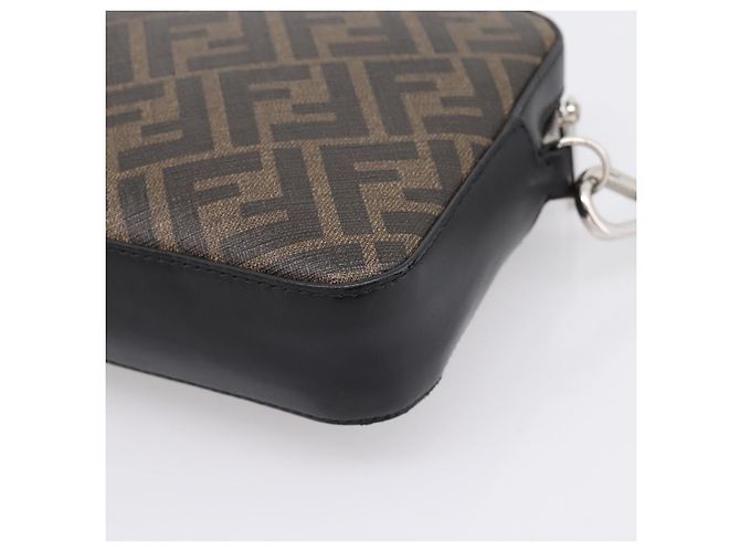 Borsa FENDI Zucca Canvas Diagonal Camera Case Bag PVC Brown Black Auth 198702V Marrone Nero - vista 15