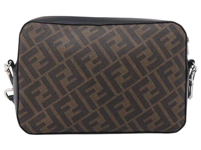 Borsa FENDI Zucca Canvas Diagonal Camera Case Bag PVC Brown Black Auth 198702V Marrone Nero - vista 2
