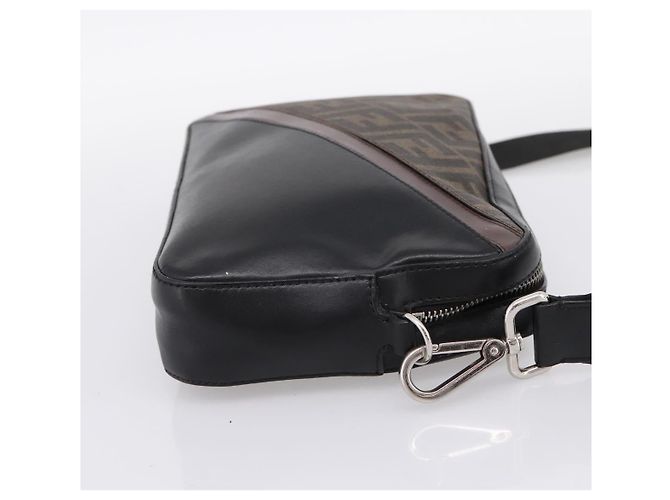 Borsa FENDI Zucca Canvas Diagonal Camera Case Bag PVC Brown Black Auth 198702V Marrone Nero - vista 4