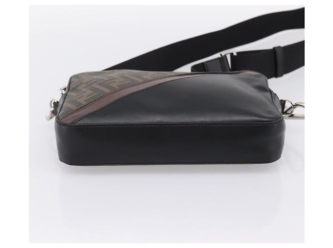 Borsa FENDI Zucca Canvas Diagonal Camera Case Bag PVC Brown Black Auth 198702V Marrone Nero - vista 5